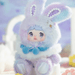 HiChance & HiTOY Weather Forecast Fog plush blind box doll in pastel lavender and blue bunny suit with pom details.