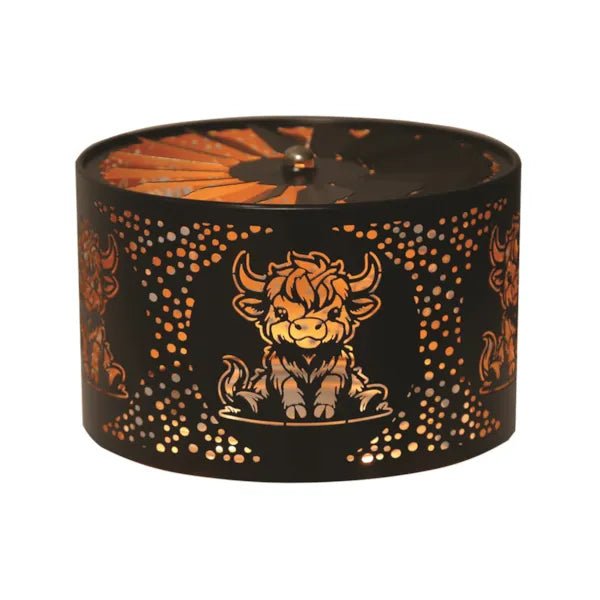 Highland Cow Spinning Carousel Candle Shade – Black - Something Different Gift Shop