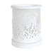 White Highland cow silhouette electric wax melt burner unlit, showing the cut-out field pattern around the base.