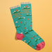 Teal Fun Club socks with pink heels and “The only thing I hike up is my anxiety” quote – ideal funny womens gift.

