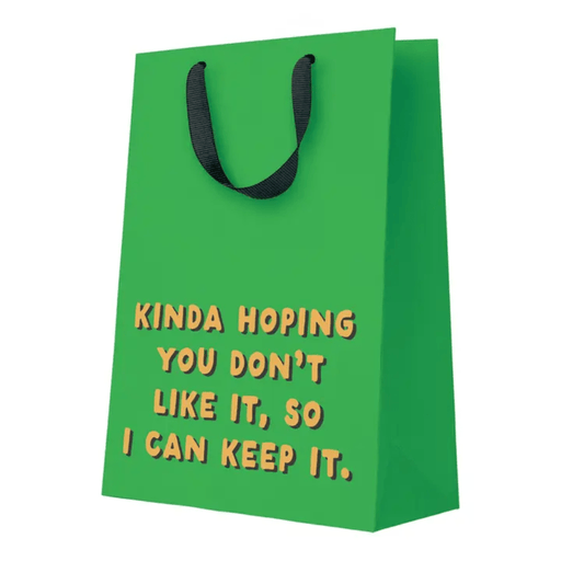 Hoping You Don't Like It funny large gift bag by Ohh Deer with green design and black handles