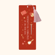 Hopscotch Paper Co. Enemies to Lovers romantasy bookmark with sword and book design