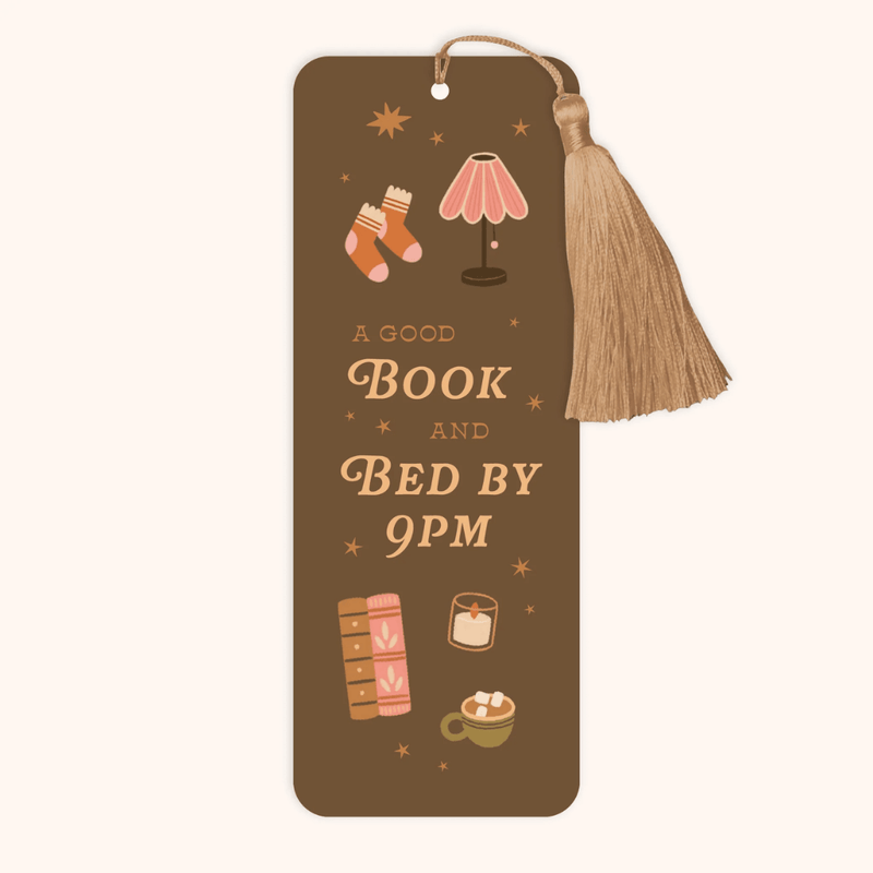 Hopscotch Paper Co. A Good Book and Bed by 9pm bookmark