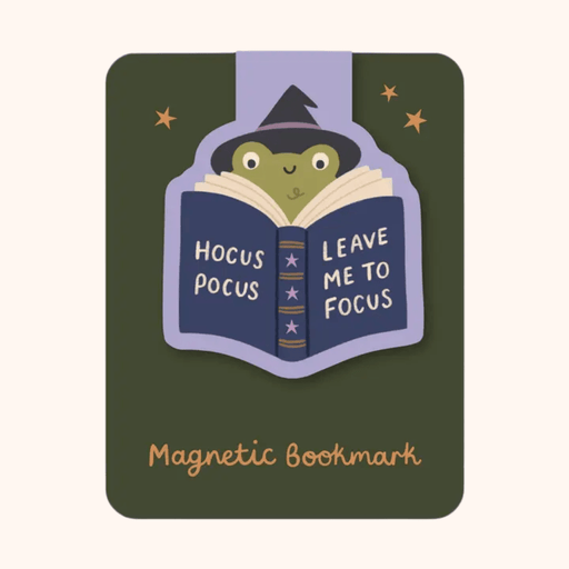 Hopscotch Paper Co. Hocus Pocus Frog magnetic bookmark with Leave Me to Focus caption