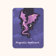 Hopscotch Paper Co. Purple Dragon magnetic bookmark with starry night design