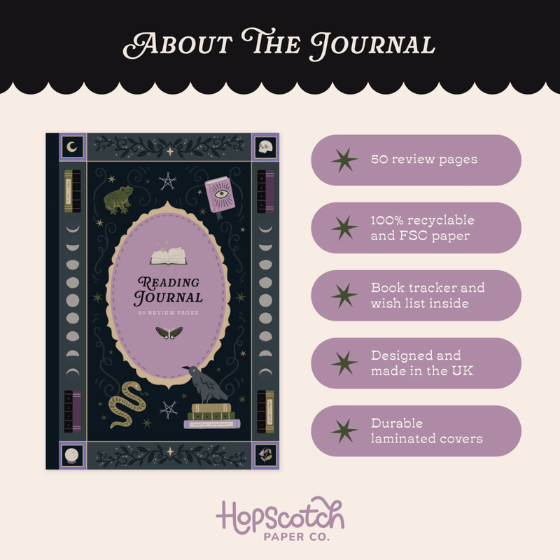 Whimsy Witch Reading Journal details by Hopscotch Paper Co.