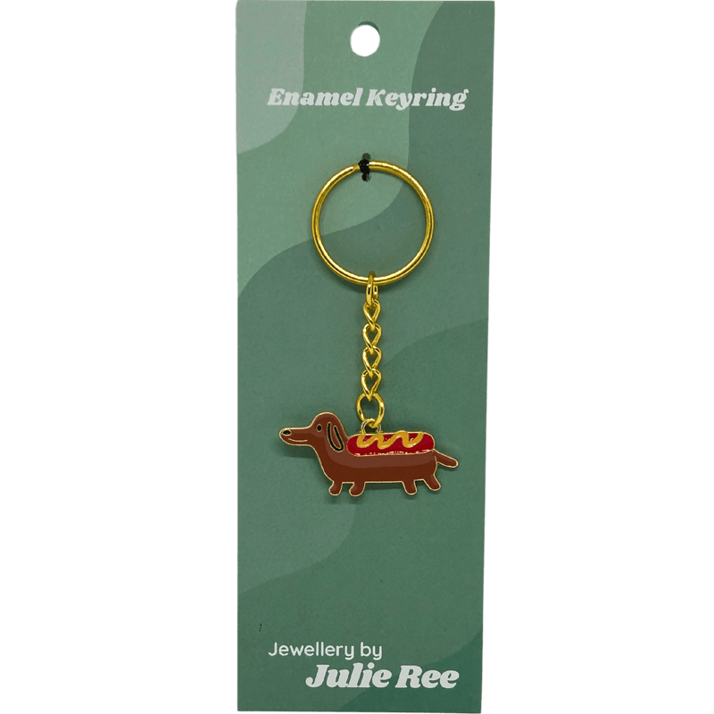 Hot Dog Dachshund Keyring – Jewellery By Julie Ree - Something Different Gift Shop