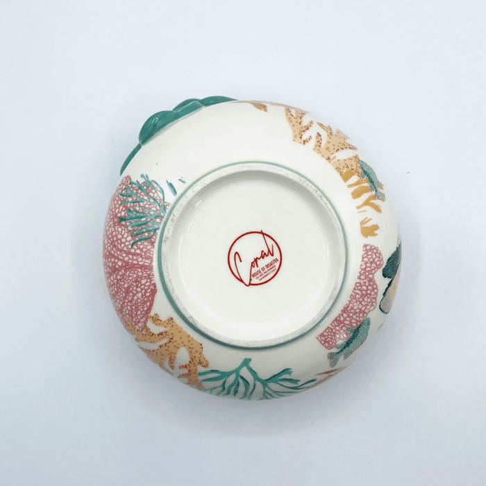 Base of the House of Disaster Coral Octopus Bowl showing the maker’s mark underneath