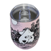 Top view of House of Disaster Moomin Love keep cup showing clear spill-resistant lid and pink printed tumbler body