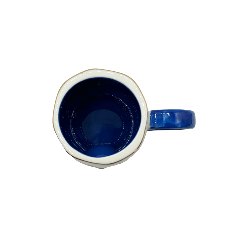 Top view of the cup showing the deep blue glazed interior