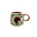 Front view of the Secret Garden 3D Hedgehog Cup with pink handle, foliage print and gold-foil rim