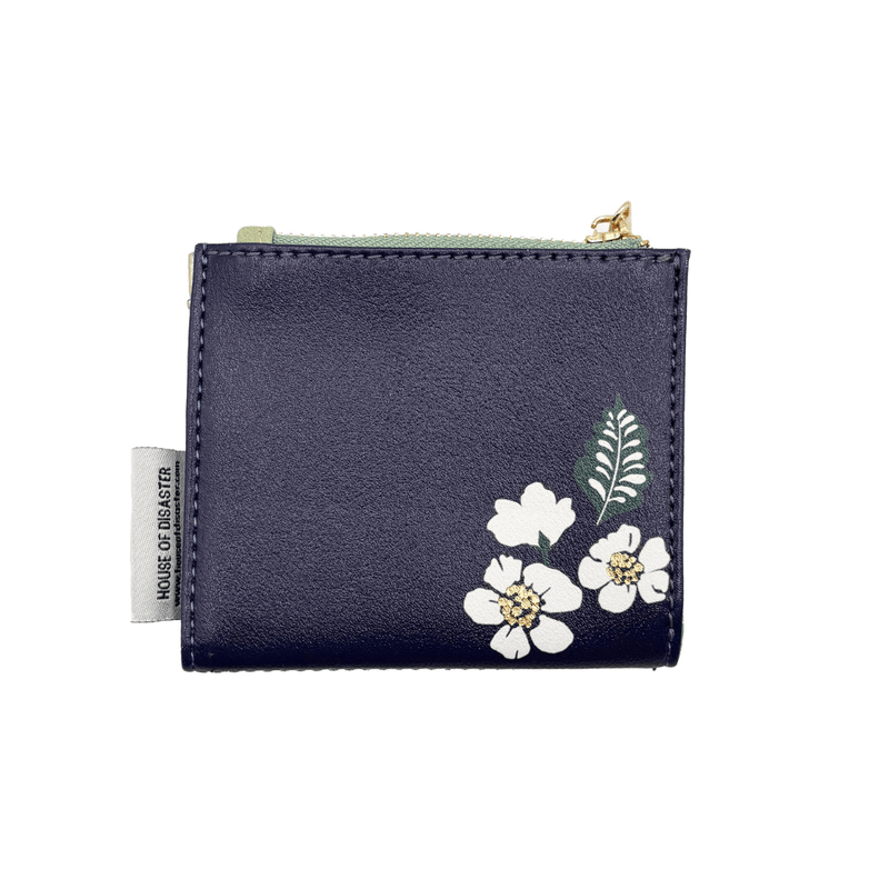 House of Disaster Secret Garden Bird Purse, back view with floral print on white background