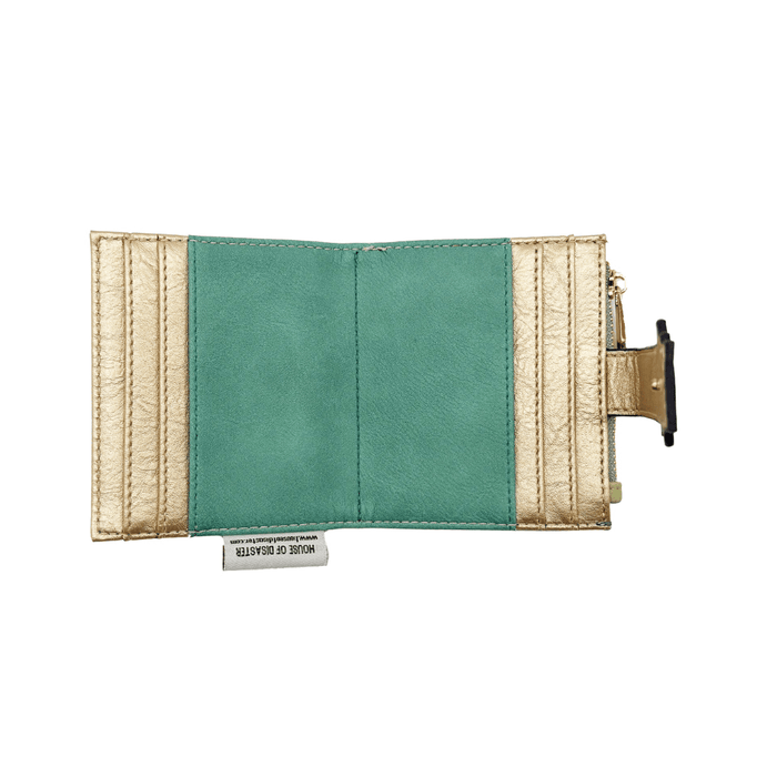 House of Disaster Secret Garden Bird Purse open, showing teal interior and card slots