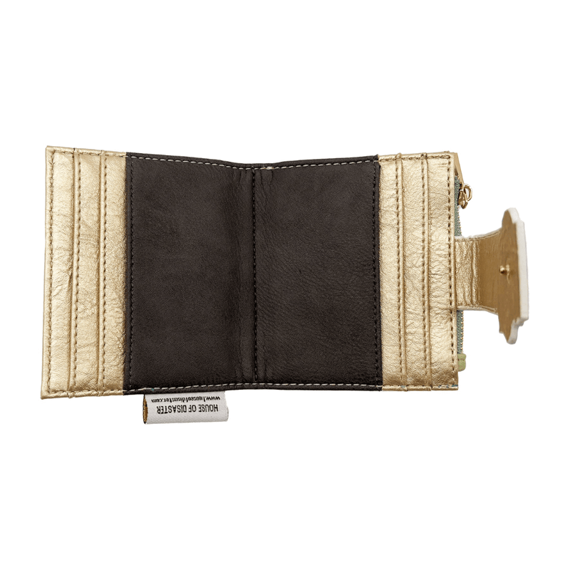 House of Disaster Secret Garden Hedgehog Purse open, showing interior card slots on white background