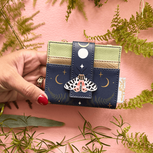 House of Disaster Secret Garden Moth Purse held in hand, showing moth detail