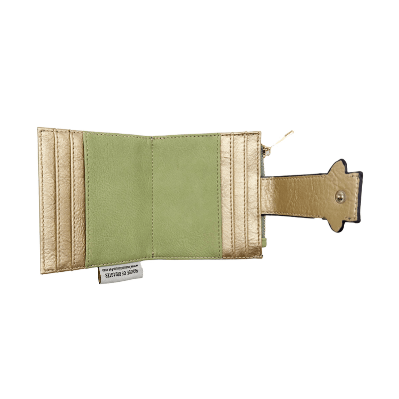 House of Disaster Secret Garden Moth Purse open, showing interior card slots on white background