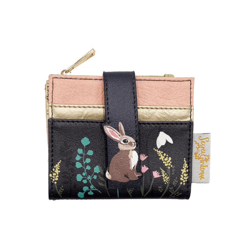 House of Disaster Secret Garden Rabbit Purse foldover cardholder, front view on white background