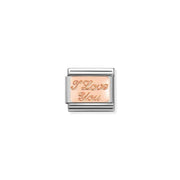 Nomination Classic Link with rose-gold I Love You engraving on stainless steel