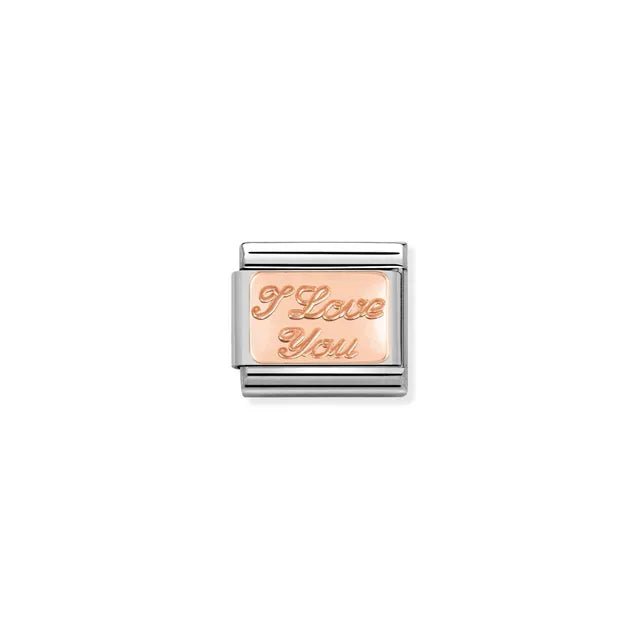 Nomination Classic Link with rose-gold I Love You engraving on stainless steel