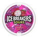 Ice Breakers Sours sugar-free mints, mixed berry strawberry cherry flavour, front label on pack.