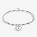 Full view of Joma Jewellery A Little Like A Mum To Me Bracelet, silver-plated beaded stretch Bracelet with sparkly heart charm.