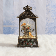 Robin lantern LED Christmas water spinner 24cm with festive winter scene