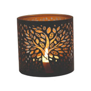 Decorative tree-shaped wax melt burner with golden candlelight

