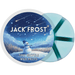 Icy blue Jack Frost wax melt with snowy landscape, cheerful snowman, and starry winter sky.