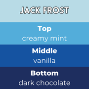Jack Frost scent card with wax melt fragrance details and themed background