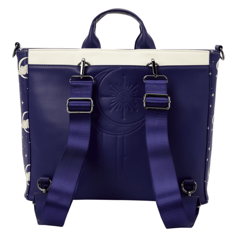 Rear of Loungefly Jack and Sally Convertible Bag showing adjustable backpack straps