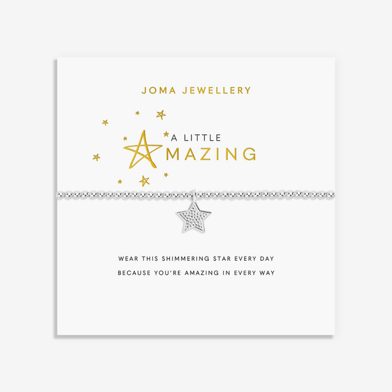 Joma Jewellery A Little Amazing silver-tone star bracelet on its sentiment card