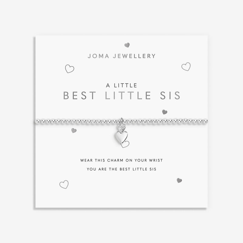 Joma Best Little Sis bracelet on sentiment card