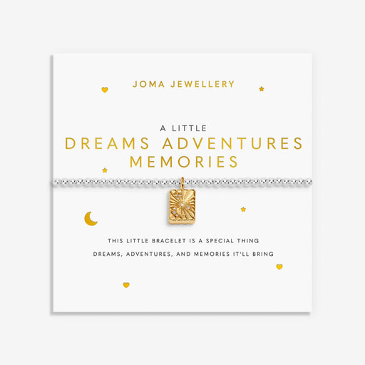 Joma A Little Dreams Adventures Memories Bracelet on signature sentiment-stamped travel card