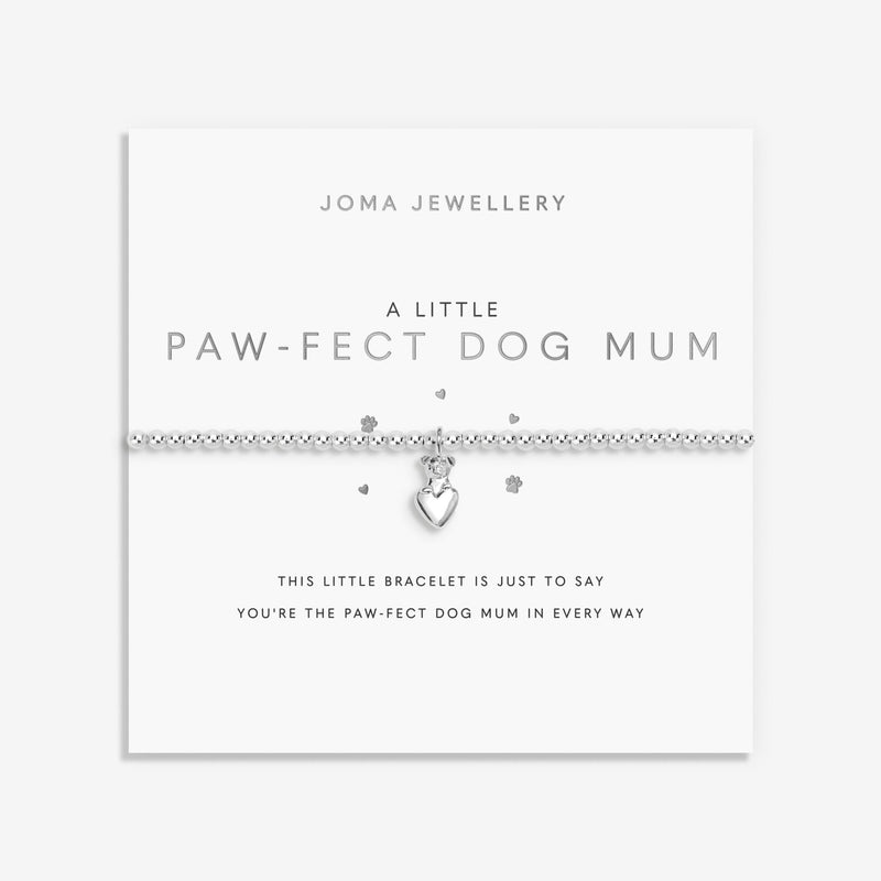 Joma A Little Paw-Fect Dog Mum Bracelet on signature sentiment-stamped card