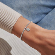 Silver-plated beaded Bracelet worn on wrist with cat and heart charm for cat mum gift
