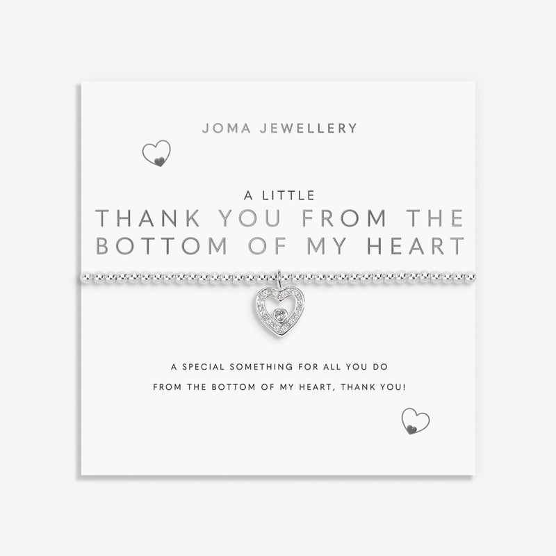 Joma Jewellery A Little Thank You From The Bottom Of My Heart Bracelet with silver-plated beads and sparkling open heart charm