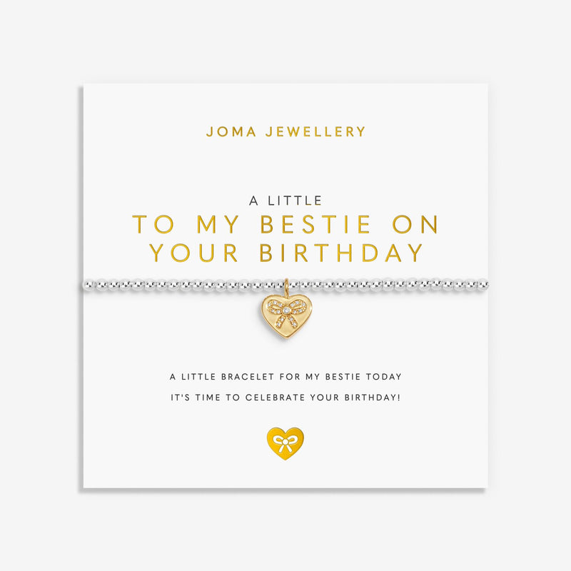Joma bestie birthday bracelet on sentiment card