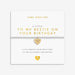 Joma A Little To My Bestie On Your Birthday Bracelet on sentiment card, silver-plated beaded stretch Bracelet with gold heart charm.
