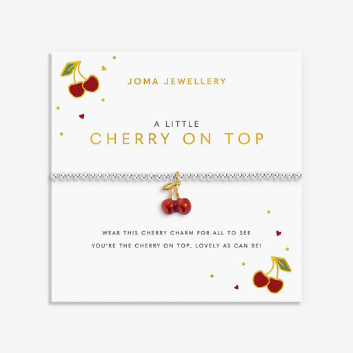 Joma A Little Vibes Cherry On Top Bracelet presented on illustrated sentiment card