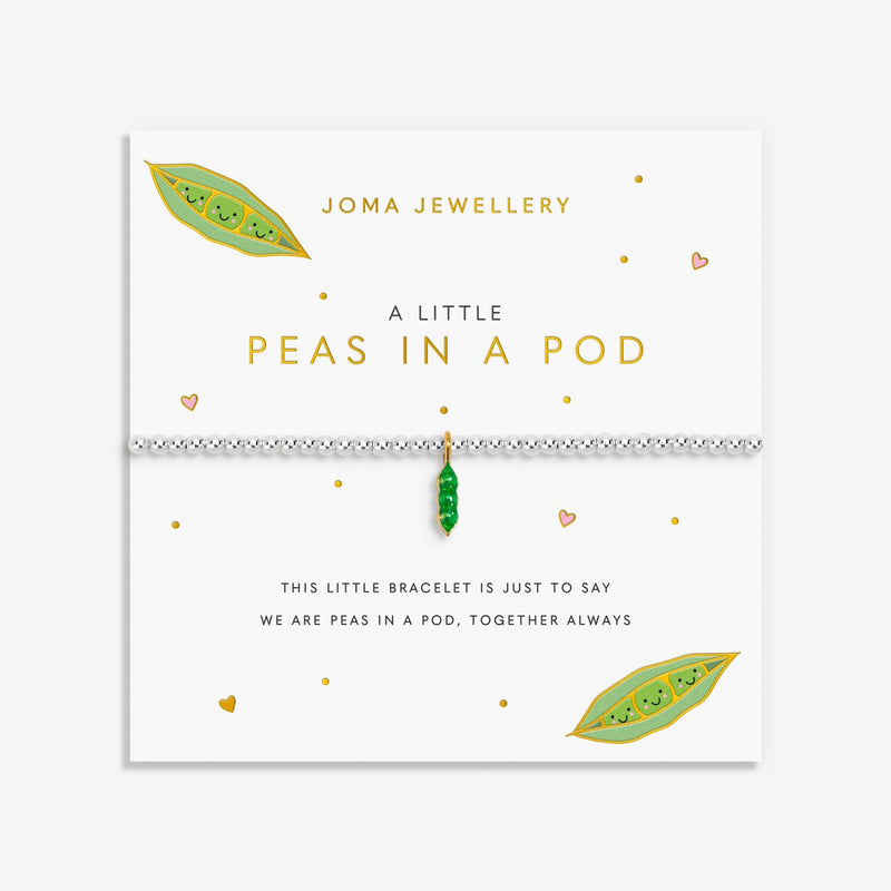 Joma Jewellery A Little Vibes Peas In A Pod Bracelet with silver-plated beads and green pea pod charm