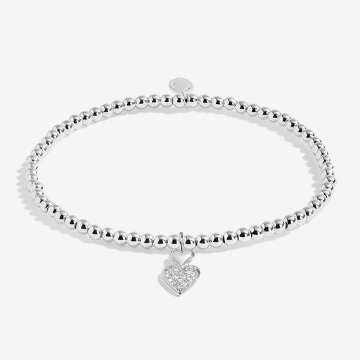 Joma silver-plated stretch Bracelet with double heart charm displayed on a white background