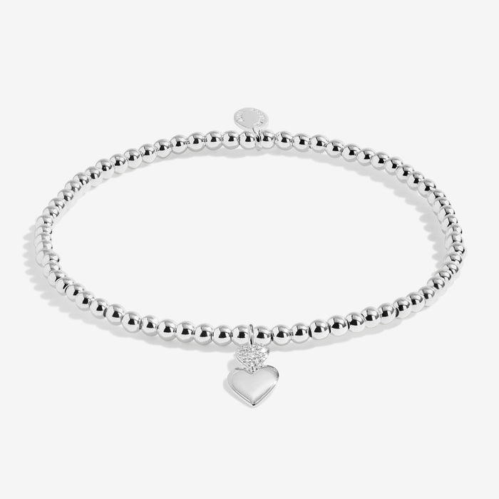 Joma silver-plated stretch Bracelet with double heart charm displayed on a white background