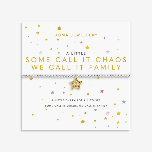 Joma Jewellery Some Call It Chaos family bracelet on its sentiment card