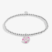 Silver-plated Joma bracelet with a pink and lilac disco ball charm