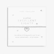 Joma Jewellery Excellent Eighty bracelet on its 80th birthday sentiment card