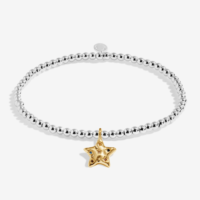 Silver and gold-plated Joma family bracelet with colourful star charm