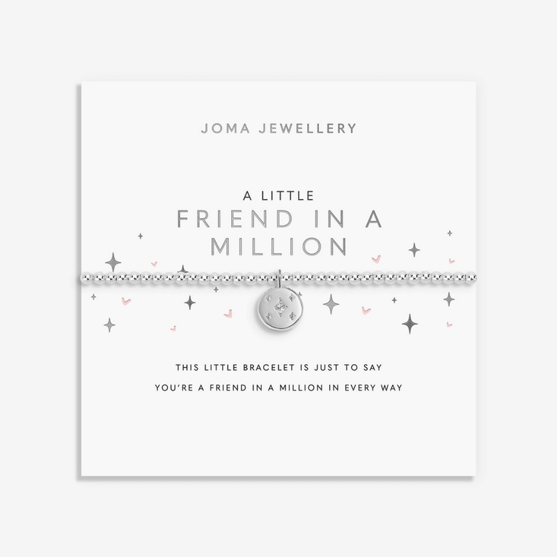 Joma Jewellery Friend In A Million bracelet on its friendship sentiment card