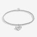 Joma silver-plated stretch Bracelet with heart globe charm displayed on a white background