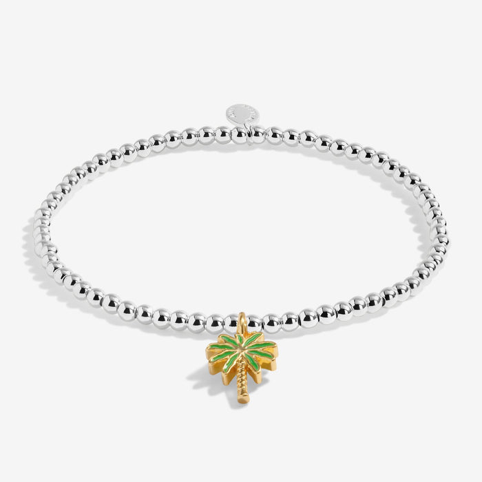 Joma silver-plated stretch Bracelet with palm tree charm shown on a white background