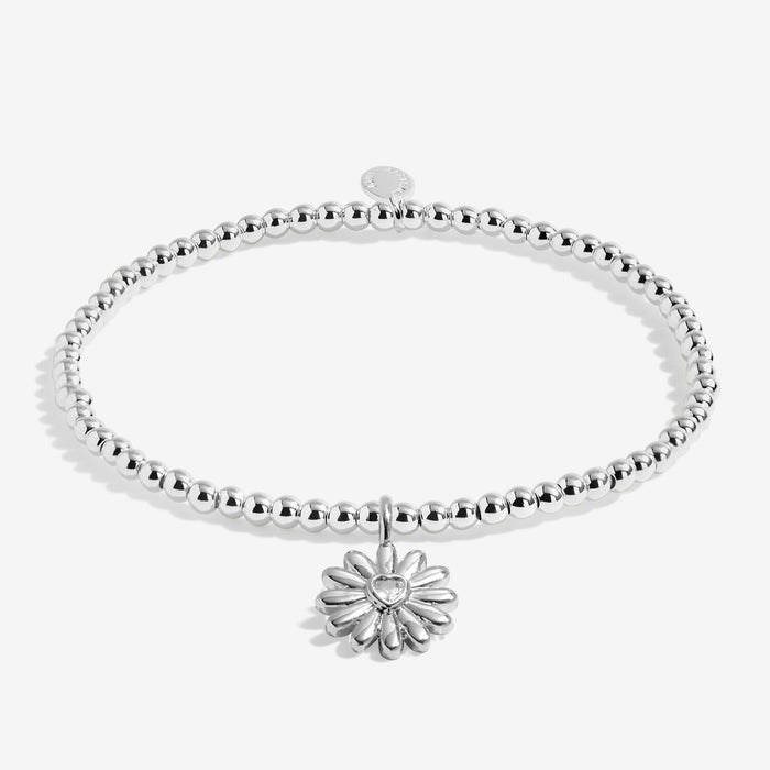 Full view of Joma Jewellery A Little If Mums Were Flowers I’d Pick You Bracelet, silver-plated beaded stretch Bracelet with daisy charm.